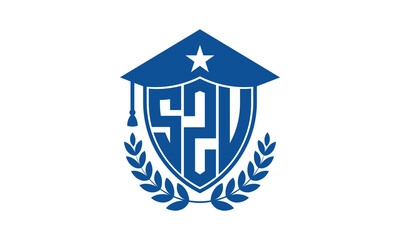 SZU three letter iconic academic logo design vector template. monogram, abstract, school, college, university, graduation cap symbol logo, shield, model, institute, educational, coaching canter, tech