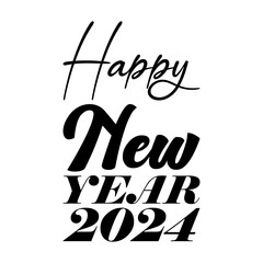 happy new year 2024 black letters quote