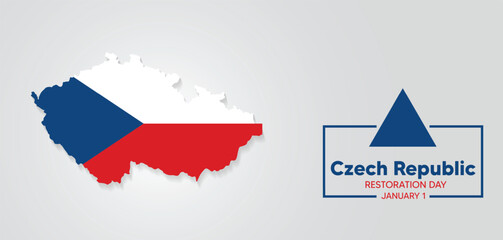 Czech Republic Restoration Day 1 January waving flag vector poster