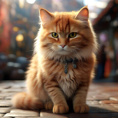 cute fluffy cat creature illustration