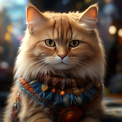 cute fluffy cat creature illustration