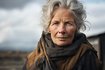 portrait of a senior person in scandinavia - obrazy, fototapety, plakaty