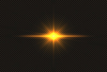 Shining golden star. Light Effect Bright Star, Christmas Star.