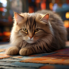 cute fluffy cat creature illustration