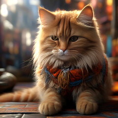 cute fluffy cat creature illustration