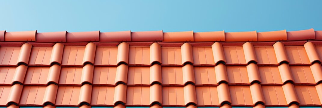 Orange Roof Tile Pattern Over Blue , Banner Image For Website, Background, Desktop Wallpaper