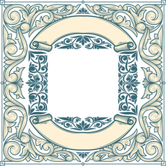 Decorative ornate retro floral blank card template