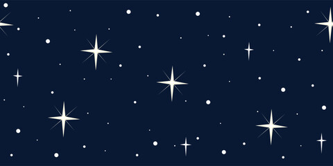 Fototapeta na wymiar White stars on dark blue background. Seamless border for ribbon, wrapping, fabric. Vector illustration.