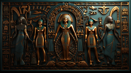 Ancient egyptian hieroglyphs. - obrazy, fototapety, plakaty