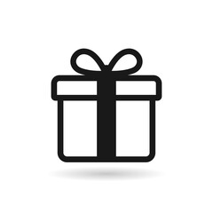 Gift box icon. Gift box symbol. Surprise present gift box linear design.