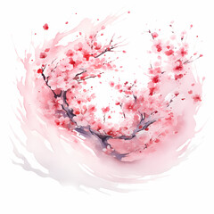 an abstract whirlwind featuring sakura elements with watercolor-inspired strokes