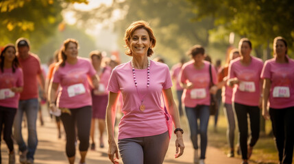 Obraz premium Cancer patients walk for exercise in the park