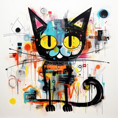 Doodle pattern of cat