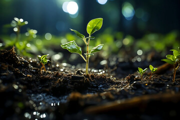 Emergence of Life: A Young Plant's Journey to Sunlight