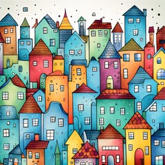 Doodle pattern of house