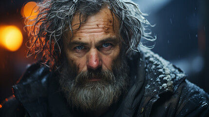 Obraz premium Homeless man at winter.