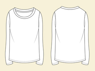 long sleeve t-shirt women vector illustration flat sketch design outline