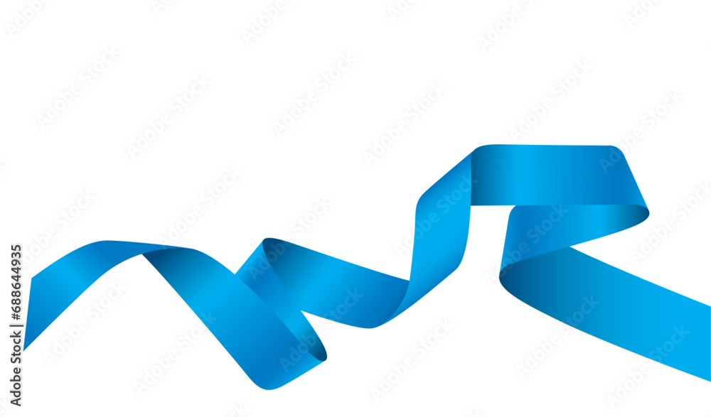 Wall mural Vector blue ribbon twisted on white background