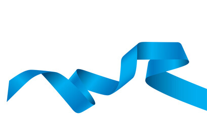 Vector blue ribbon twisted on white background