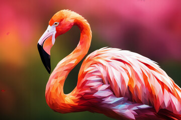 Low Poly Cartoon Tier . Flamingo . KI Generated