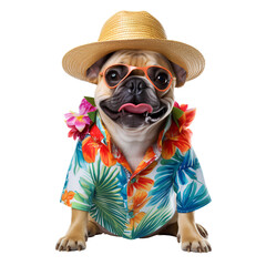 Summer tourist dog on transparent background PNG. Fun dog. Funny dog on transparent background PNG.