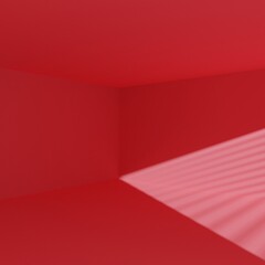 red empty room with window shadow, 3D rendering