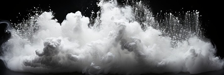 White Powder Explosion Isolated On Black , Banner Image For Website, Background, Desktop Wallpaper