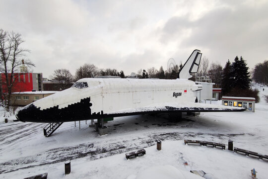 Buran space shuttle All-Russia Exhibition Centre or VDNKh during winter
