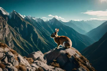 Tuinposter Alpen alpine ibex in the mountains