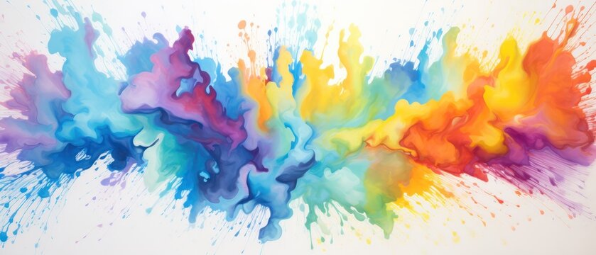 chemical explosion, pastel rainbow abstract painting, explosion in all directions with vivid colors