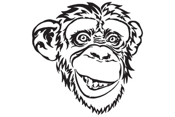 Chimpanzee Head Tattoo Design