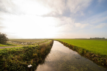 Country landscapes outside of the town of Ferwert, the Netherlands