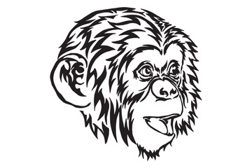Chimpanzee Head Tattoo Design
