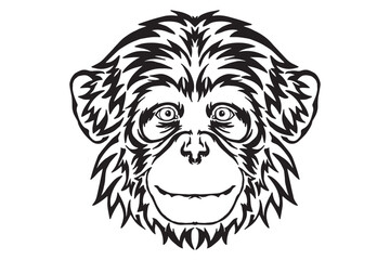 Chimpanzee Head Tattoo Design