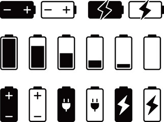 充電バッテリーのアイコンセット - obrazy, fototapety, plakaty