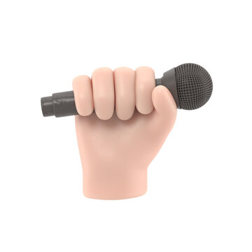 Cartoon Gesture Icon Mockup.Cartoon hand holding microphone.Supports PNG files with transparent backgrounds.
