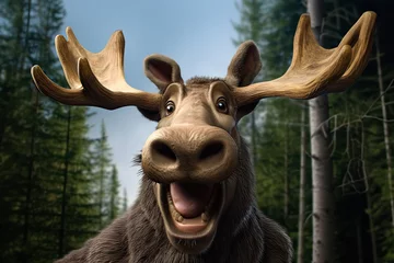 Stoff pro Meter Elchbulle Humorous and meme-worthy image of a moose gazing directly into the camera