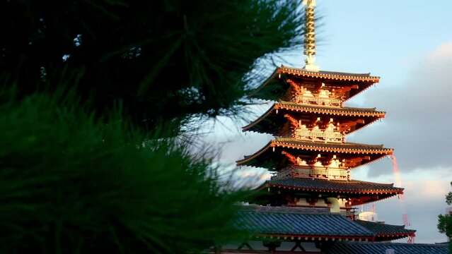 Five Storied Pagoda at Shitennoji Temple in Osaka, Japan