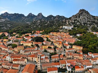 Sardinia - Aggius town drone view