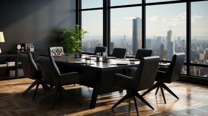 Fototapeta premium Office meeting room logo mockup, generative ai