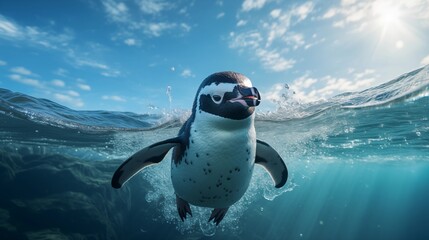 Clear, cute pictures of penguins. - obrazy, fototapety, plakaty