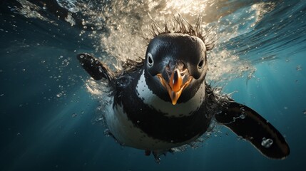Clear, cute pictures of penguins. - obrazy, fototapety, plakaty