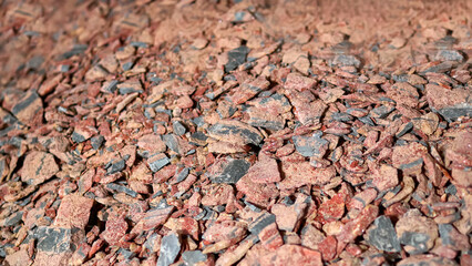 The texture of red potassium salt. Background.