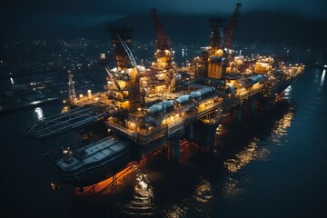 Drilling platform for drilling a number of wells in the sea.