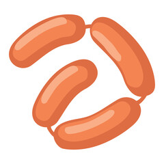 Raw sausage. Vector color vector illustration. Icon isolated on white background for poster, menus, brochure, web.