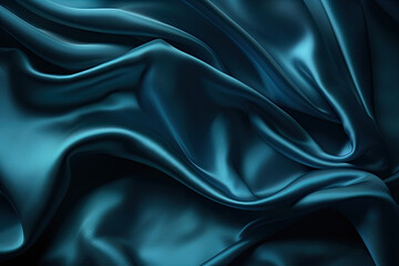 Obraz premium Abstract blue smooth silk background. Satin elegant luxury fabric. Beautiful soft folds on the surface of the fabric. Generative AI