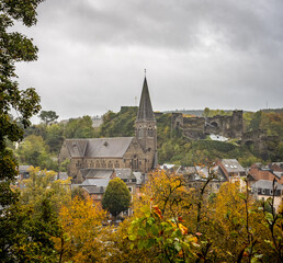 Fototapeta na wymiar Beautiful town and castle of La Roche en Ardenne, Wallonia, Belgium