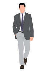 Business person or business man. Businessmen wearing smart formal outfit.  Handsome male characters . Vector realistic illustration isolated on white background.