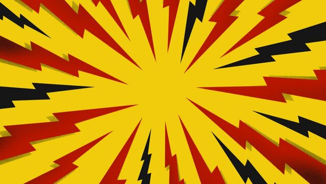 Cartoon background with wiggling lightning bolts, electricity frame comic animation