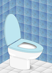 Illustration of a classic ceramic WC in the toilet room - 688655100